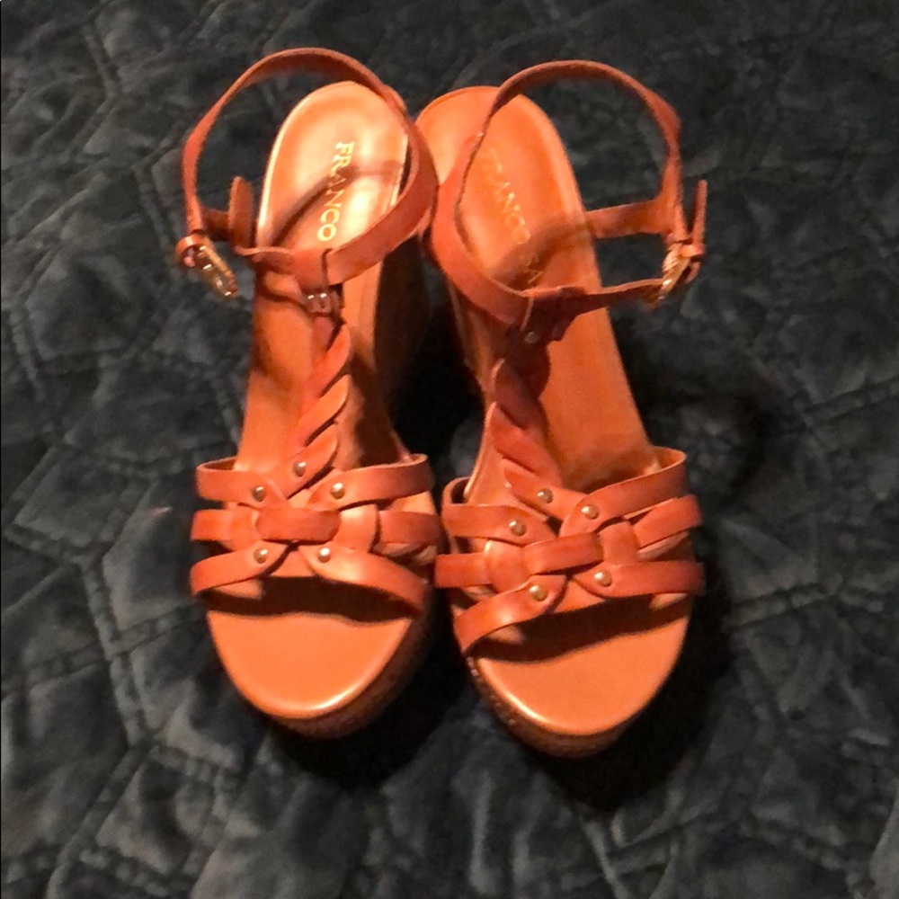 Camel color 4” wedge sandal